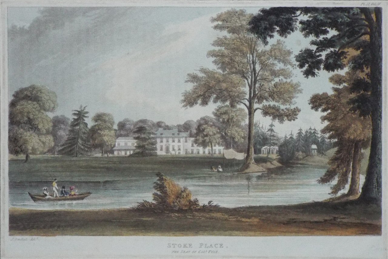 Aquatint - Stoke Place, the Seat of Coll.Vyse.